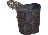 WäSchekorb my Home, Braun, B:49Cm H:62Cm T:40Cm, Geflecht Rattan, WäSchesammler, WäSchekorb, Rattan-Geflecht, Mit Stoffeinsatz Und Deckel, HöHe 62 Cm