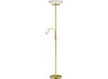 Reality Leuchten Deckenfluter "Gerry", Grau (Messingfarben), 2, Ø 34Cm H: 180Cm, 1 Stk., Leuchten, Schalter,Getrennt Schaltbar,Flexibel, Leuchtmittel Tauschbar, Deckenfluter