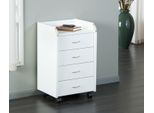 Rollcontainer Inter Link "Pronti 4 Schubladen, BüRo & Homeoffice Stauraum, BüRocontainer Modern", Weiß, B:40Cm H:65Cm T:36Cm, Holzwerkstoff, Rollwagen, Rollcontainer, Auf Rollen, Mobil & Praktisch, Bxtxh: 40 X 36 X 65 Cm