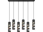 Trio Leuchten Pendelleuchte "Stream, HäNgelampe Mit Metallschirm, Exkl GU10 Max 10W", Schwarz Matt, 6, Ø 7,5Cm H: 150Cm, 1 Stk., Leuchten, HöHe Einstellbar Max 150 Cm, Moderne HäNgeleuchte Wohnzimmer BüRo, Pendelleuchte