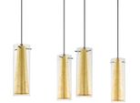 Eglo HäNgeleuchte "Pinto Gold Pendellampe, Stahl, Glas, IP20, E27, Esstischlampe, Lampe", Gold (Goldfarben, Schwarz), 4, Leuchten, HäNgelampe Goldfarben - FüR Esszimmer, KüChe Oder Wohnzimmer, HäNgeleuchte