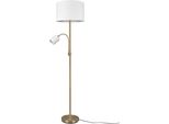 Trio Leuchten Stehlampe "Hotel", Weiß (Messingfarben, Wollweiß), 2, Ø 40Cm H: 170Cm, Leuchten, Mit Flexibel Einstellbarer Leseleuchte, Getrennt Schaltbar, Stehlampe Standleuchte