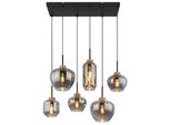 Globo Lighting HäNgeleuchte "Matt", Silber (Schwarz Matt), 6, H: 120Cm, 1 Stk., Leuchten, HäNgeleuchte Schwarz/Hanf, Rauchglas, HöHenküRzbar, E27, HäNgeleuchte