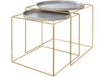 Beistelltisch Creativ Deco, Gold (Goldfarben), B:47Cm H:47Cm T:47Cm, 100% Metall, Tische, Beistelltisch, Im 2Er Set, Im Nesting-Design, Aus Metall, HöHe Ca. 47 Und 42 Cm