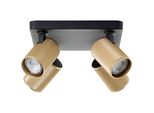 Brilliant Deckenstrahler "Marty", Schwarz (Sand Schwarz, Matt Goldfarben), 4, H: 12Cm, 1 Stk., Leuchten, Spotplatte Schwenkbar, 22 X 22 Cm, GU10, 345Lm, Schwarz/Matt Gold, Deckenstrahler