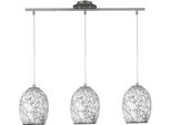 Searchlight Pendelleuchte "Crackle 3Lt Pendelleuchte - Satinsilber Und Weiß", Satin, Silberfarben, H: 25Cm, 1 Stk., Leuchten, Pendelleuchte