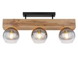 Globo Lighting Deckenleuchte "Moitas", Schwarz, 1 Stk., Leuchten, Deckenlampe/Kugeln/Glas/Holz/Wohnzimmer/Glas Rauchfarben, Deckenleuchte