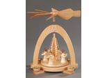 Weihnachtspyramide Albin Preissler "4 Engel Mit Spanbaum, Handwerkskunst Aus Dem Erzgebirge", Beige (Natur), B:13Cm H:20Cm T:17Cm, Holz Teilmassiv, Weihnachtspyramiden, Weihnachtspyramide, Weihnachtsdeko Aus Holz
