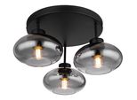 Globo Lighting Deckenleuchte "Shaun", Schwarz Matt, 3, Ø 40Cm H: 24Cm, 1 Stk., Leuchten, Deckenleuchte Schwarz, Rauchglas, E27, Deckenleuchte