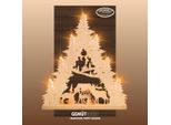LED Lichterbogen Weigla "Hirschfamilie, Schwibbogen Aus Holz, Natur, Made In Germany", Beige (Natur), B:38Cm H:43Cm T:4,5Cm, Holzwerkstoff, SchwibböGen, Erzgebirge Garantiert, Weihnachtsdeko Innen, Weihnachtsbeleuchtung