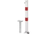 Absperrpfosten Alberts "Klappy-Bo, Eckig, Umlegbar", Weiß, B:16Cm L:140Cm, Stahl, SicherheitsschlöSser, Feuerverzinkt, Zum Einbetonieren, Profilzylinderschloss