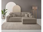 Ecksofa Otto Home "Finnley Cord, L-Form 257 Cm, Schlafsofa", Grau (Taupe), B:267Cm H:85Cm T:167Cm, Bezugstoff 100% PES ;Gramatur 400G/Qm +/- 5%, Sofas, Ecksofa, Mit Bettkasten, In Bouclé, Struktur Fein Und Mega Cord