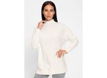 Strickpullover Heine "Pullover", Damen, Gr. 38, Beige (Ecru), 100% Baumwolle, Unifarben, Pullover Strickpullover