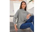 Strickpullover Heine "Pullover", Damen, Gr. 38, Grau (Grau, Meliert), 100% Baumwolle, Unifarben, Pullover Strickpullover