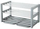 Schuhregal Ruco, Grau (Alu, Grau), B:60Cm H:33Cm T:32Cm, Aluminium, Regale, Schuhregal, Mit Schmutzauffangschalen, Aluminium, Bis Zu 9 Paar Schuhe