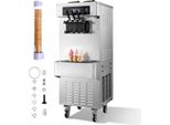 VEVOR Freistehende Softeismaschine 20-28 L/h, Speiseeisbereiter 2200 W, Gewerbliche Eiscrememaschine mit 3 Aromen & 2 x 6-Liter-Behältern & Vorkühlung & Warnfunktion bei Niedrigem Mischungsstand