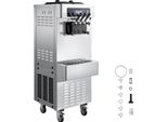 SucceBuy Freistehende Softeismaschine 20-28 L/h, Speiseeisbereiter 2200 W, Gewerbliche Eiscrememaschine mit 3 Geschmacksrichtungen, 2 x 6-Liter-Behältern, Vorkühlfunktion und Warnsystem bei niedrigem Mischstand