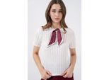 Strukturierte Bluse Mit Rundhalsausschnitt Und Schal-Detail