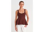 ÄRmellose Ripp-Peplum-Bluse