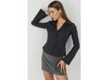 Fitted Gestreiftes Hemd Mit Knopfleiste