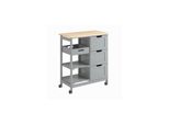 sobuy KüChenwagen Mit 3 Schubladen Hellgrau 67X37X84Cm Funktional