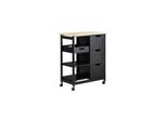 sobuy KüChenwagen Mit 3 Schubladen Schwarz 67X37X84Cm Funktional