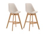 CLP 2Er Set Barhocker Cannes Stoff Natura Farbe:Creme;Gestell Farbe:Natur