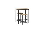 sobuy Bartisch-Set Mit 2 Hockern, 3-Teilig Dunkelbraun 80X50X87Cm Industriell