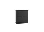 sobuy Schuhschrank Mit 2 TüRen Schwarz 76X18X78Cm Modern