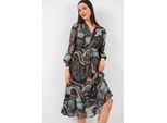 V-Ausschnitt Midi-Kleid Mit Knopfverschluss