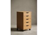Rollcontainer – Buche Mdf, 33X64X38 Cm, 5 Schubladen, Rollen, Modern