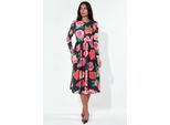 Blumenmuster Midi Skaterkleid Mit GüRtel