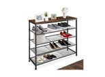 Tectake® Schuhregal, Industrial Style, Ablage Und 4 Gitterablagen, 100 X 30,5 X 93 Cm