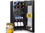 Sommertal Kühlschrank GK 60– Leiser Getränkekühlschrank mit LED, Touchscreen & Schloss kleiner Flaschenkühlschrank schwarz 60L