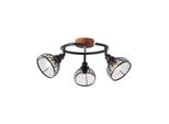 Brilliant Lampe, Avia Spotspirale 3Flg Schwarz/Holzfarbend, Metall/Holz, 3X D45, E14, 40W,Tropfenlampen (Nicht Enthalten)
