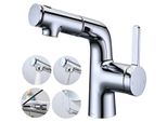 Waschtischarmatur mit Uittrekbarer Dusche - 2 Straalsoorten - Chrom - Installationszubehör