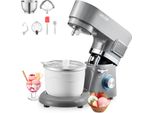 VEVOR Eismaschine Eiscrememaschine 1,7 L Standmixer 6-Gang mit LED-Digitalanzeige & Timer & Rührpaddel & Knethaken & Spritzschutz, für DIY Gefrorener Joghurt, Frucht-Gelato Sorbet Grau 1400 W