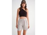 Hochgeschnittene Gestreifte Weite Shorts