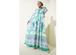 Bedrucktes V-Ausschnitt Maxikleid