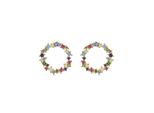 Luxenter Sterling Silber 925 Ohrringe Mit Mehrfarbigen Zirkonia In 18K Gelbgold - Thilak