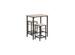 sobuy Bartisch-Set Mit 2 Hockern, Platzsparend Holzfarbe 80X50X87Cm Industriell