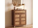 Kommode MCW-P54, Schrank Sideboard Highboard, MDF Melamin Wasserhyazinthefront 115X80X35Cm ~ Braun