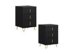 sobuy Nachttisch Mit 3 Schubladen Schwarz 40X36X63Cm Modern