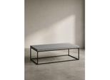 Couchtisch In Stein-Optik Mit Metallbeinen, Modernes Design, Rechteckig, Groß, Grau 120X60X38 Cm