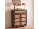 Kommode MCW-P54, Schrank Sideboard Highboard, MDF Melamin Wasserhyazinthefront 115X80X35Cm ~ Walnuss-Optik