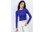 Slim Fit LangäRmliges Cropped Top Mit Rundhalsausschnitt
