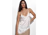 Punkte Satin V-Ausschnitt Cami Bluse