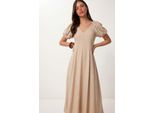 Damen A-Linie Midi Kleid Mit V-Ausschnitt