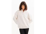 Justever Oversize Fit Stehkragen HalbreißVerschluss Raised Ecru Damen-Sweatshirt - Cass