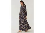 Floral Print Langarm Viskose Maxikleid